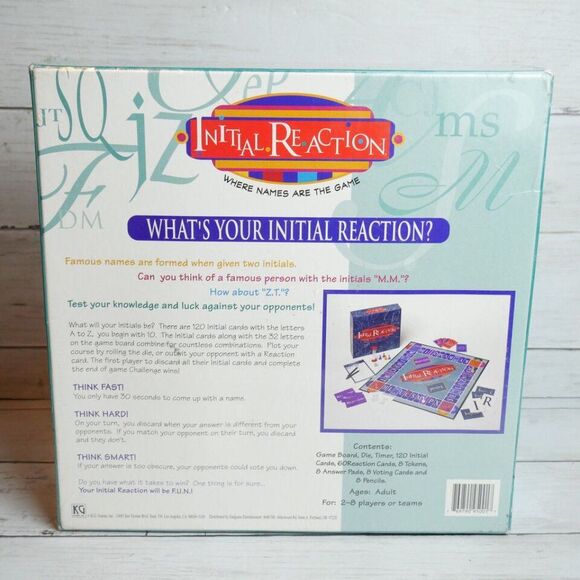 Initial Reaction Where The Names Are The Game Adult Board Game NEW Read Desc - Picture 5 of 8